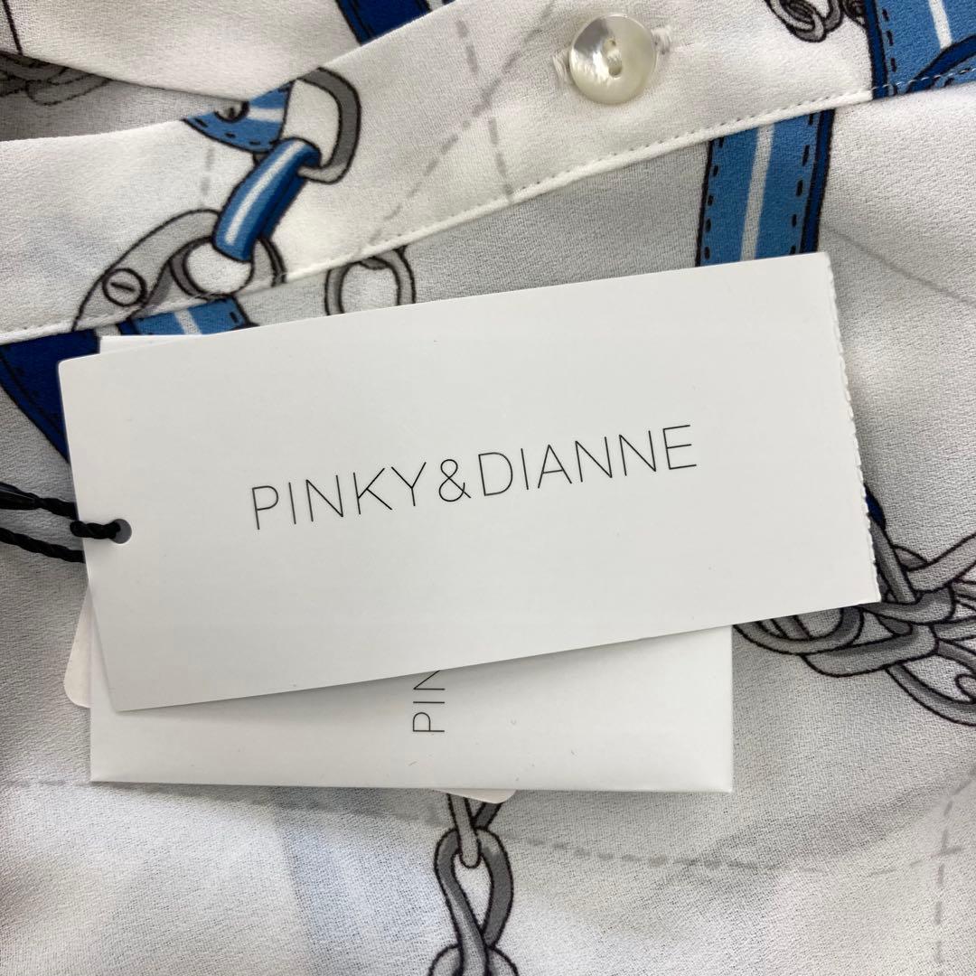 タグ付 未使用 PINKY&DIANNE ワンピース シャツ プリント 38 白