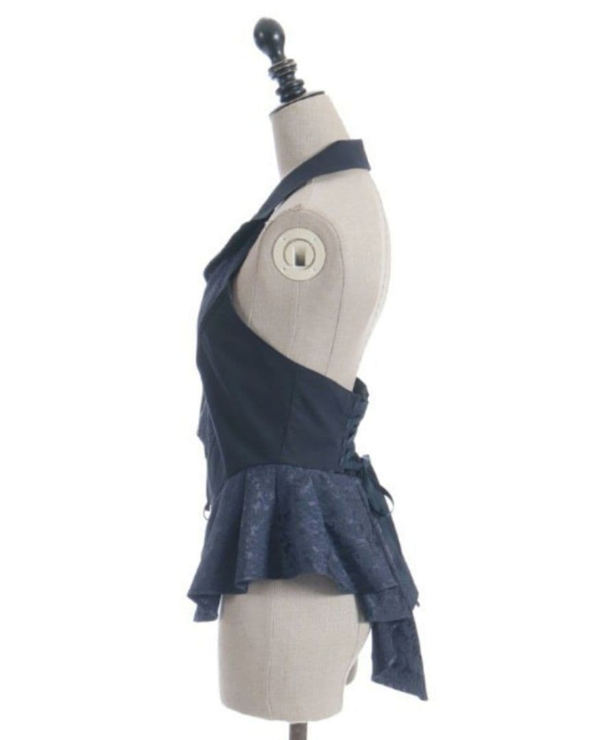 axes femme POETIQUE ジャカードホルターベスト 紺