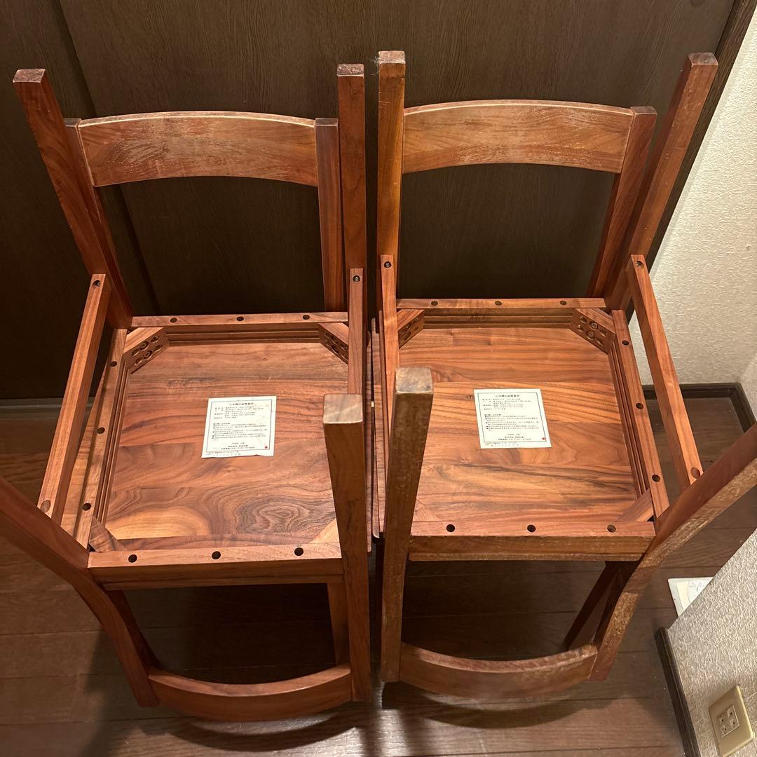 無印良品　木製ダイニングチェア 4脚セット ブラウン　ウォールナット
