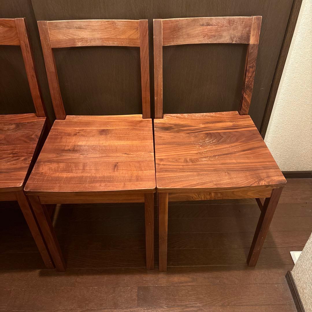 無印良品　木製ダイニングチェア 4脚セット ブラウン　ウォールナット