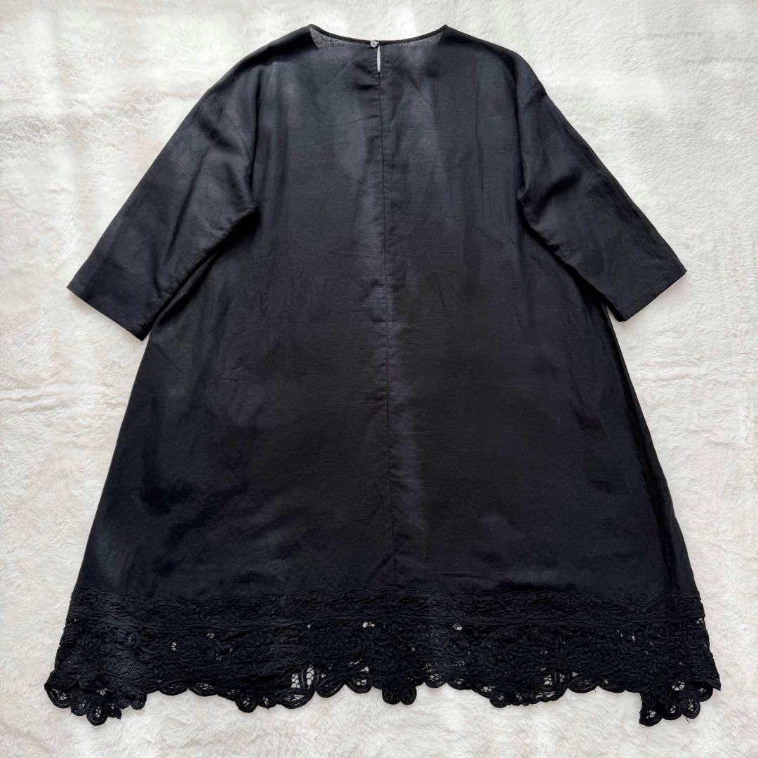 美品✨ビアズリー バテンレースリネンワンピース　ブラック　Fサイズ　完売品