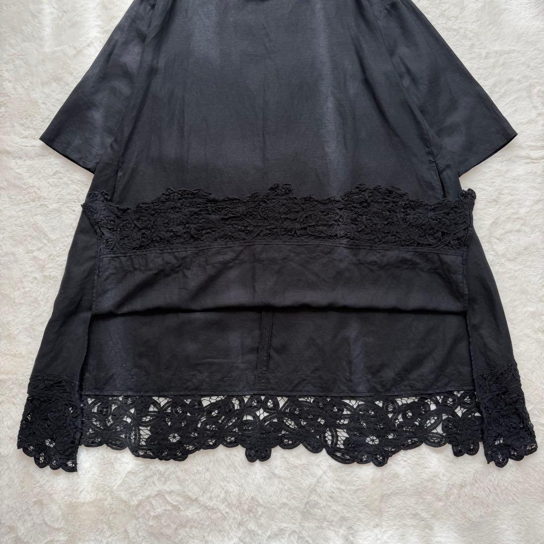 美品✨ビアズリー バテンレースリネンワンピース　ブラック　Fサイズ　完売品
