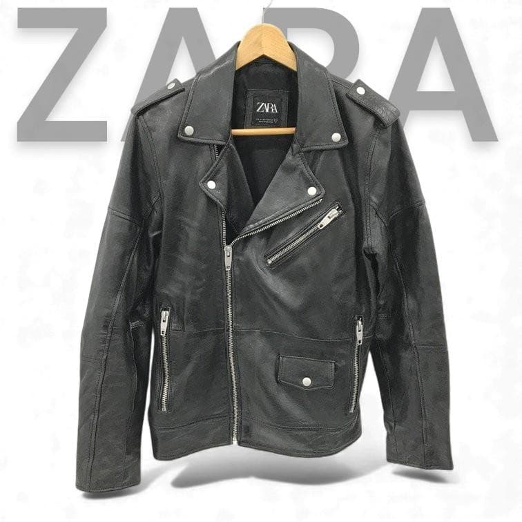 ZARA ザラ ブラックレザー ダブルライダースジャケット