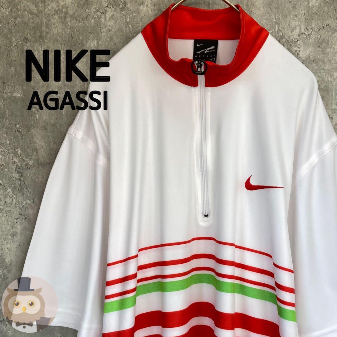 【USA製】NIKE アガシ ハーフジップ 半袖 シャツ ジャージ 古着
