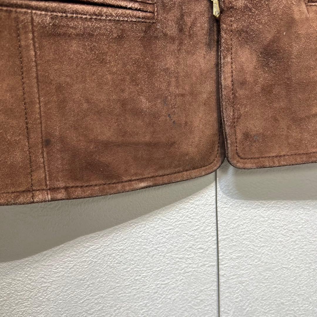 希少 HERMES マルジェラ期 上質 スエード レザー 総柄 ジップ ベスト