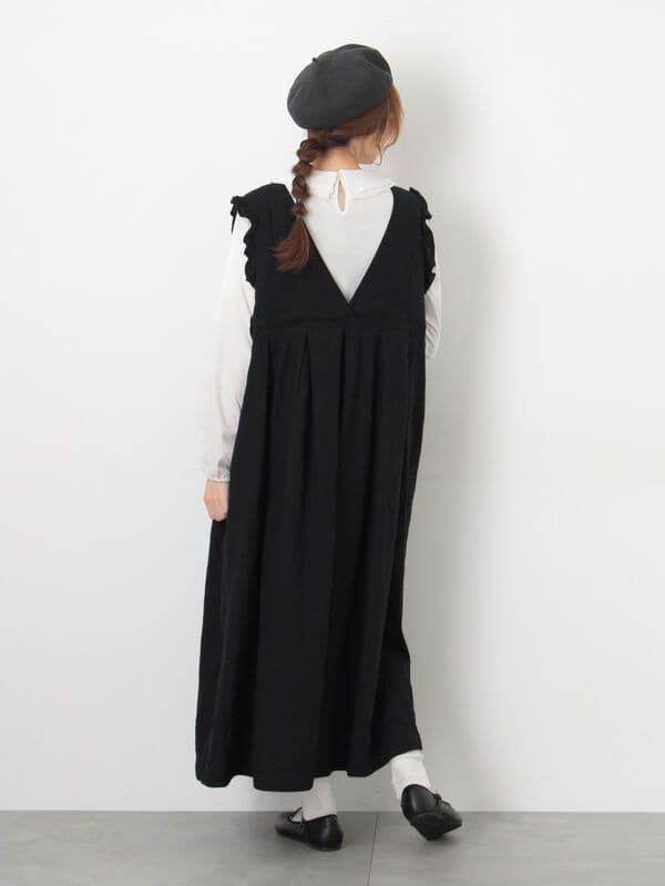 サマンサモスモス【Cross×Linen】肩フリル前後2WAYジャンパースカート