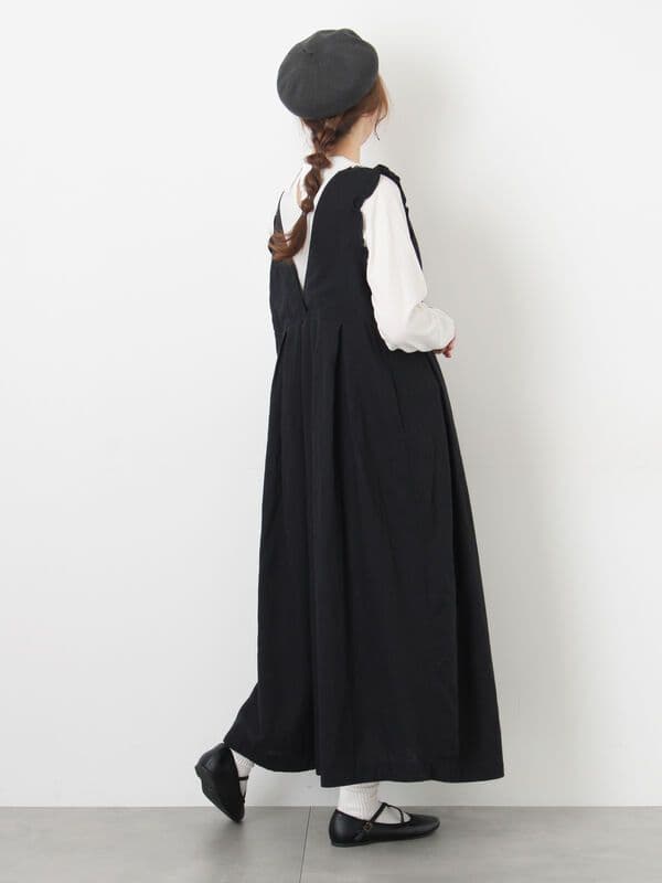 サマンサモスモス【Cross×Linen】肩フリル前後2WAYジャンパースカート