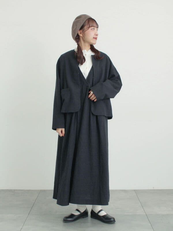 サマンサモスモス【Cross×Linen】肩フリル前後2WAYジャンパースカート