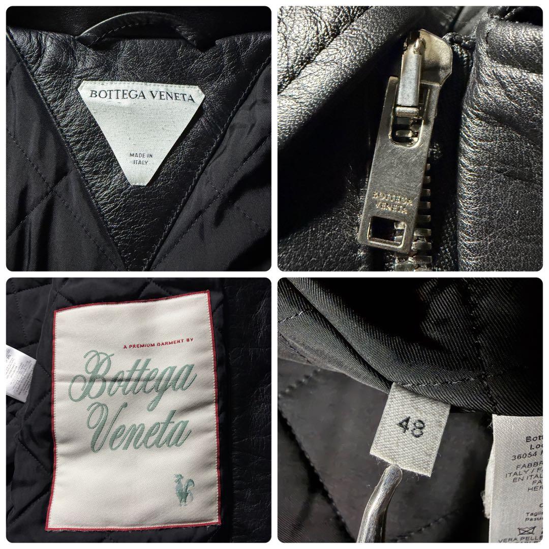 定価75万円/美品■2024AW ボッテガヴェネタ　レザージャケット　黒　48