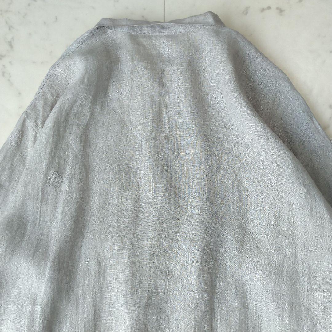 067 ヨーガンレール 刺繍 リネン 麻100% ロング シャツ ワンピース
