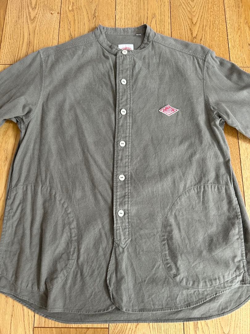 DANTON ダントンオリーブ長袖シャツ 38