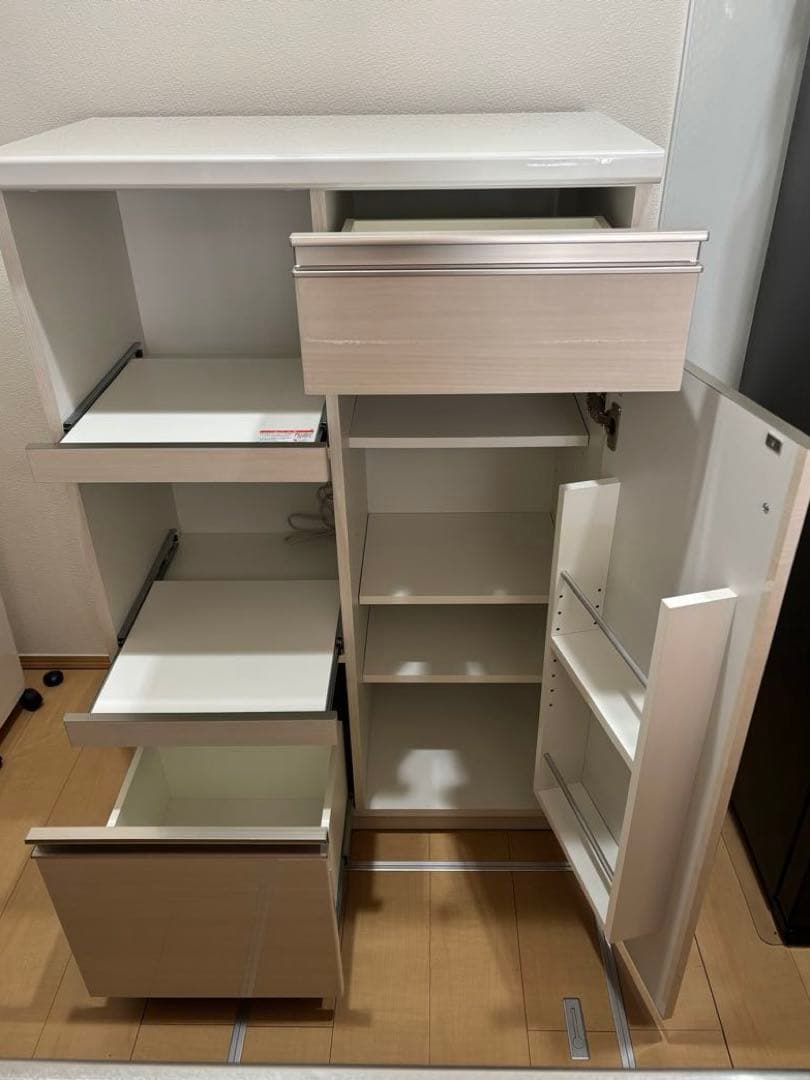 【即集荷予定】ホワイト レンジ台 引き出し付き　泉洋化工