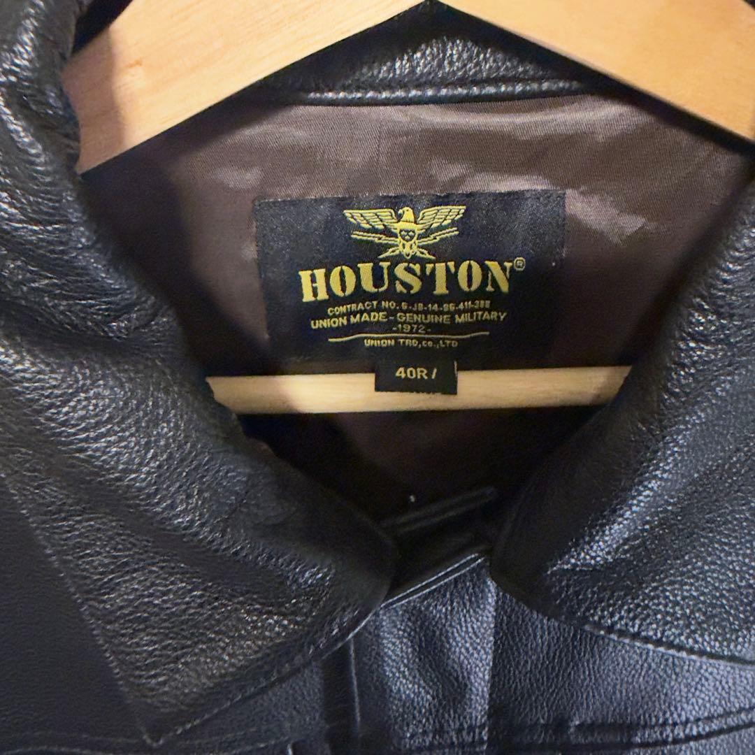 HOUSTON カウレザー ジャケット 1st Tバック ブラック 40Ｇジャン