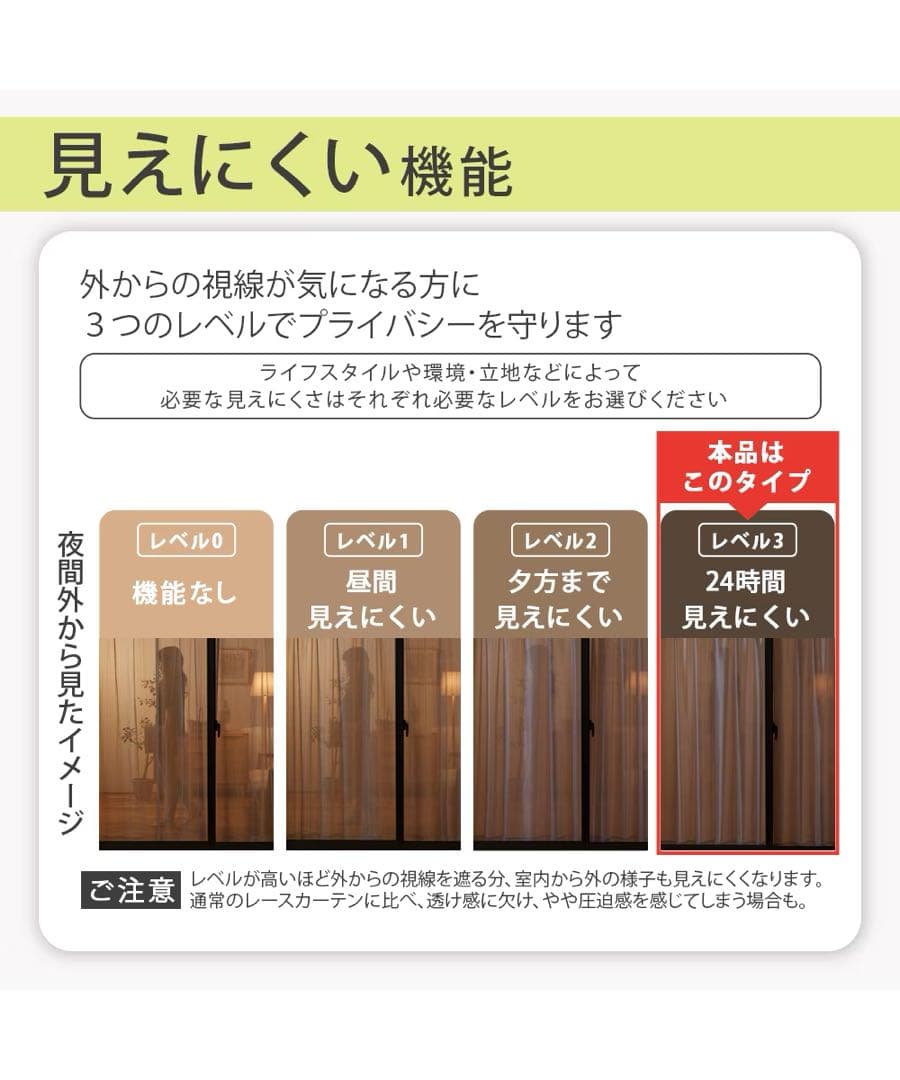 ニッセン　1級遮光カーテン&レースセット　100×195cm グレー