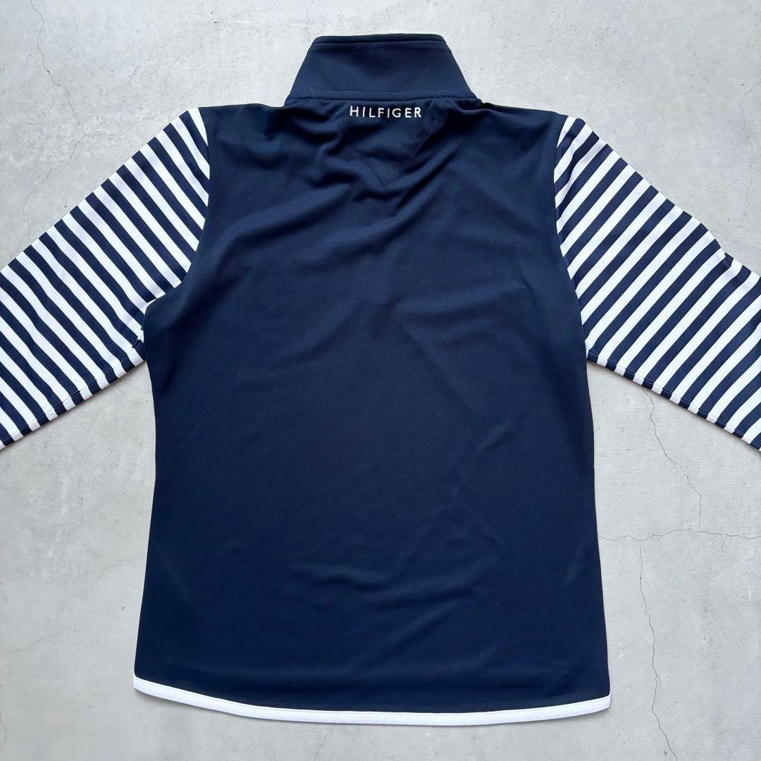   GOLF ハーフジップシャツ ロゴ 袖ボーダー柄