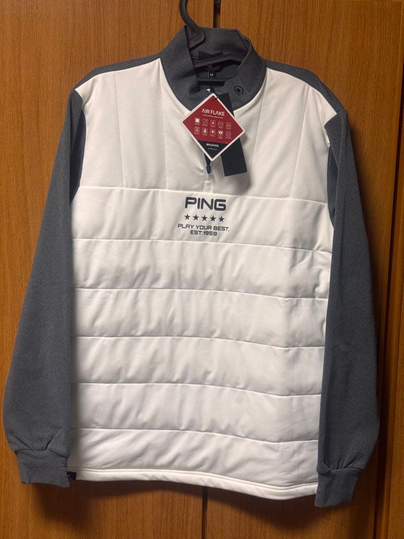 【新品】PING ハーフジップシャツ　ゴルフウェア　ホワイト　LLサイズ