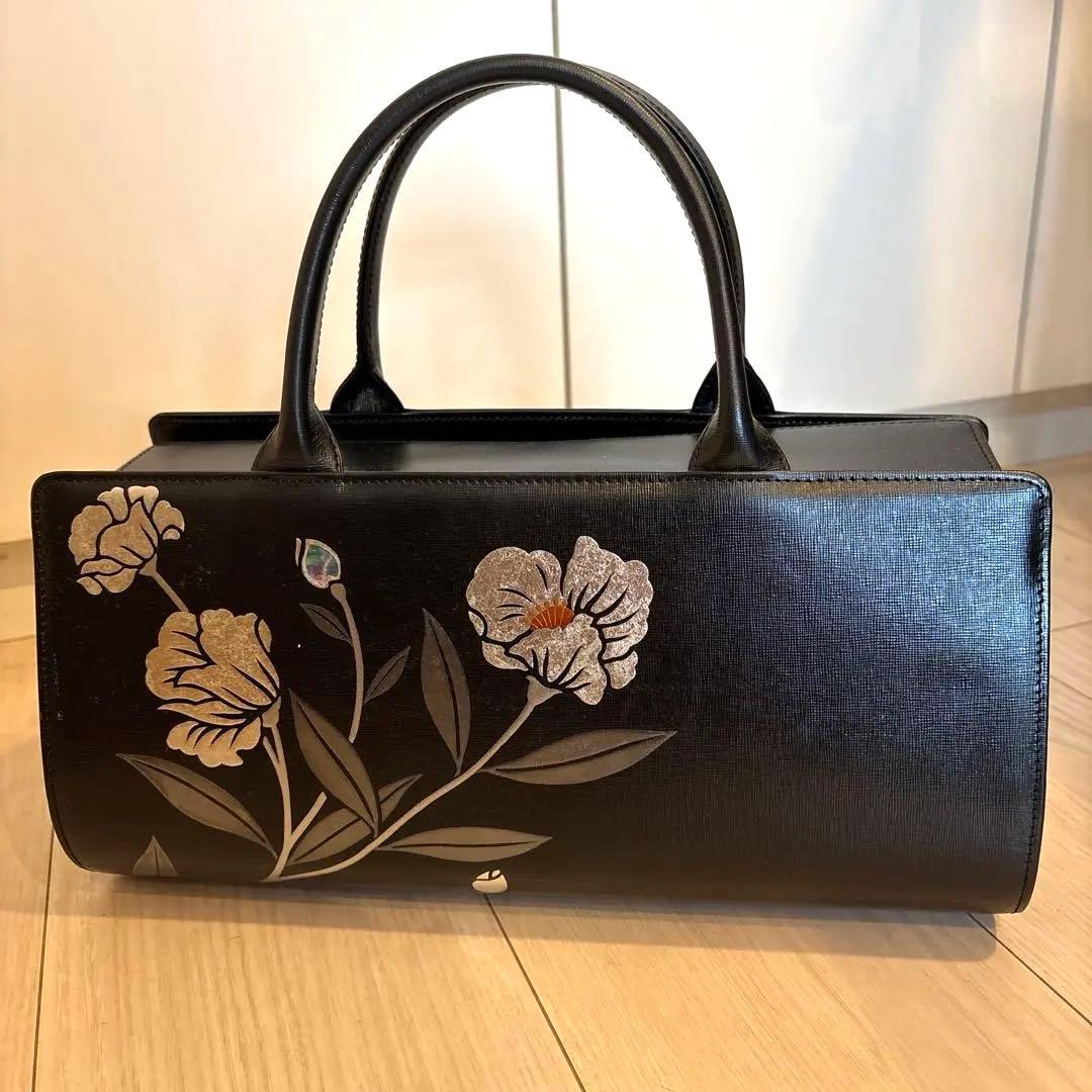 牛革蒔絵 和装用バッグ プラチナ箔 さかもとコレクション