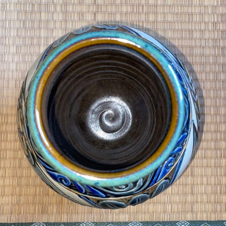 値下げ　宮城須美子　壺屋焼　花瓶　陶器　魚文
