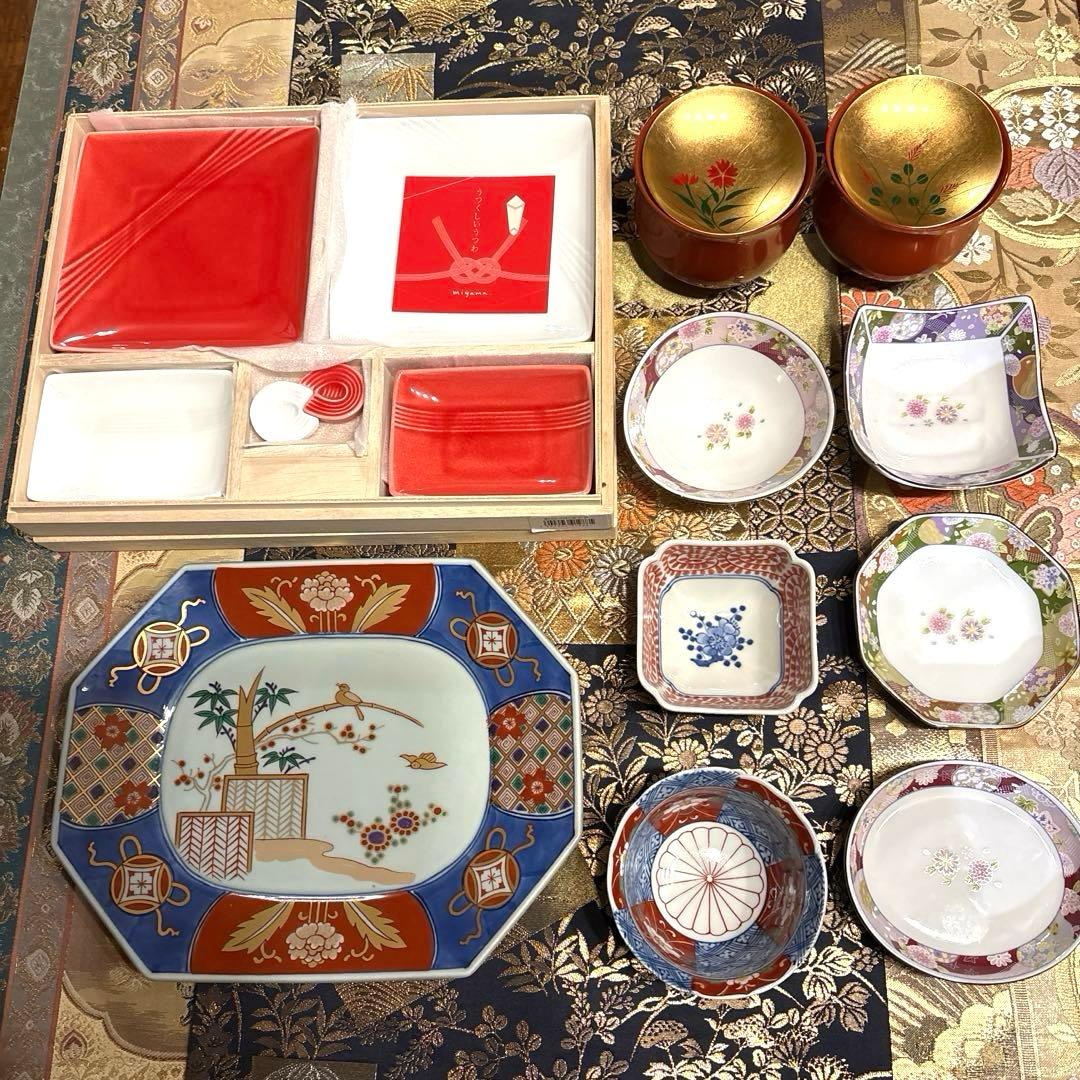 朱絵お2人お膳＊林九郎　深山JAPAN 中村勘三郎　山中漆　★８種15品