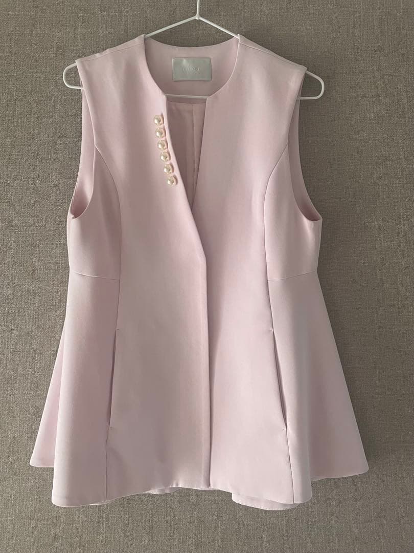 【美品】 CELFORD パールペプラムジレ ピンク