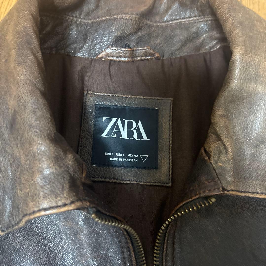 ZARA ブラウンレザージャケット　L