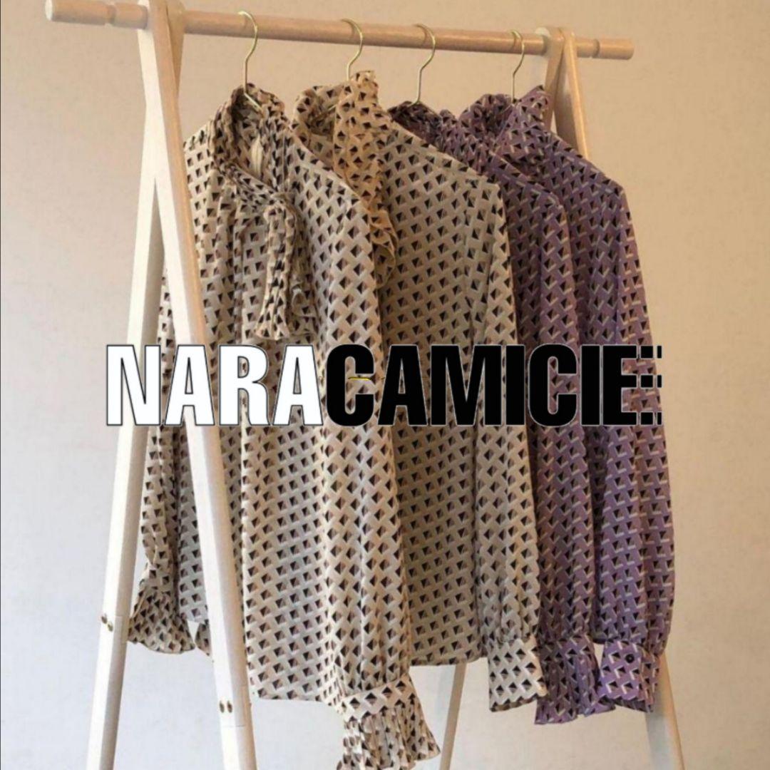 【極美品24200円】ナラカミーチェ♦️春物✨女子アナ✨ジョーゼットフリル衿