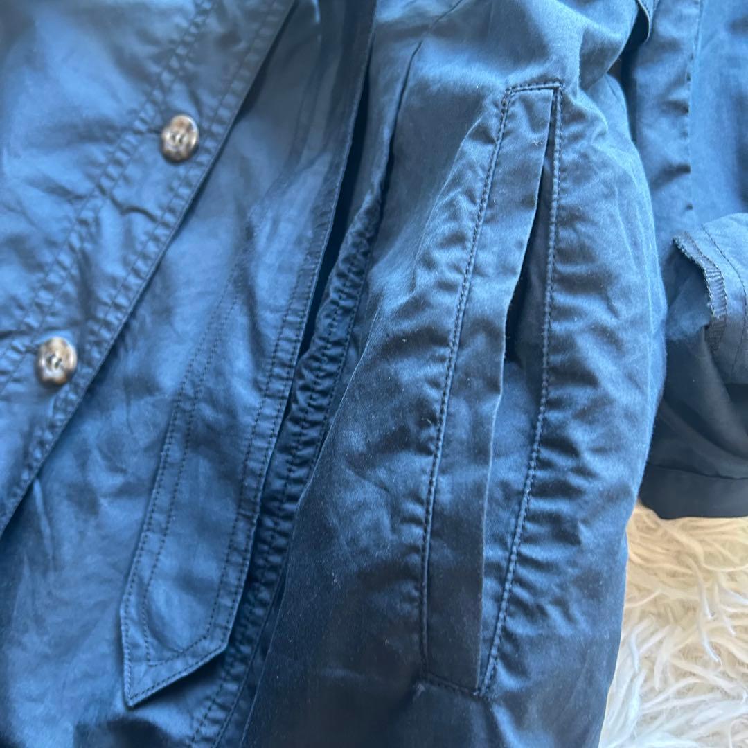 美品　MaxMara シャツロングワンピース ウエストリボン　ネイビー　M