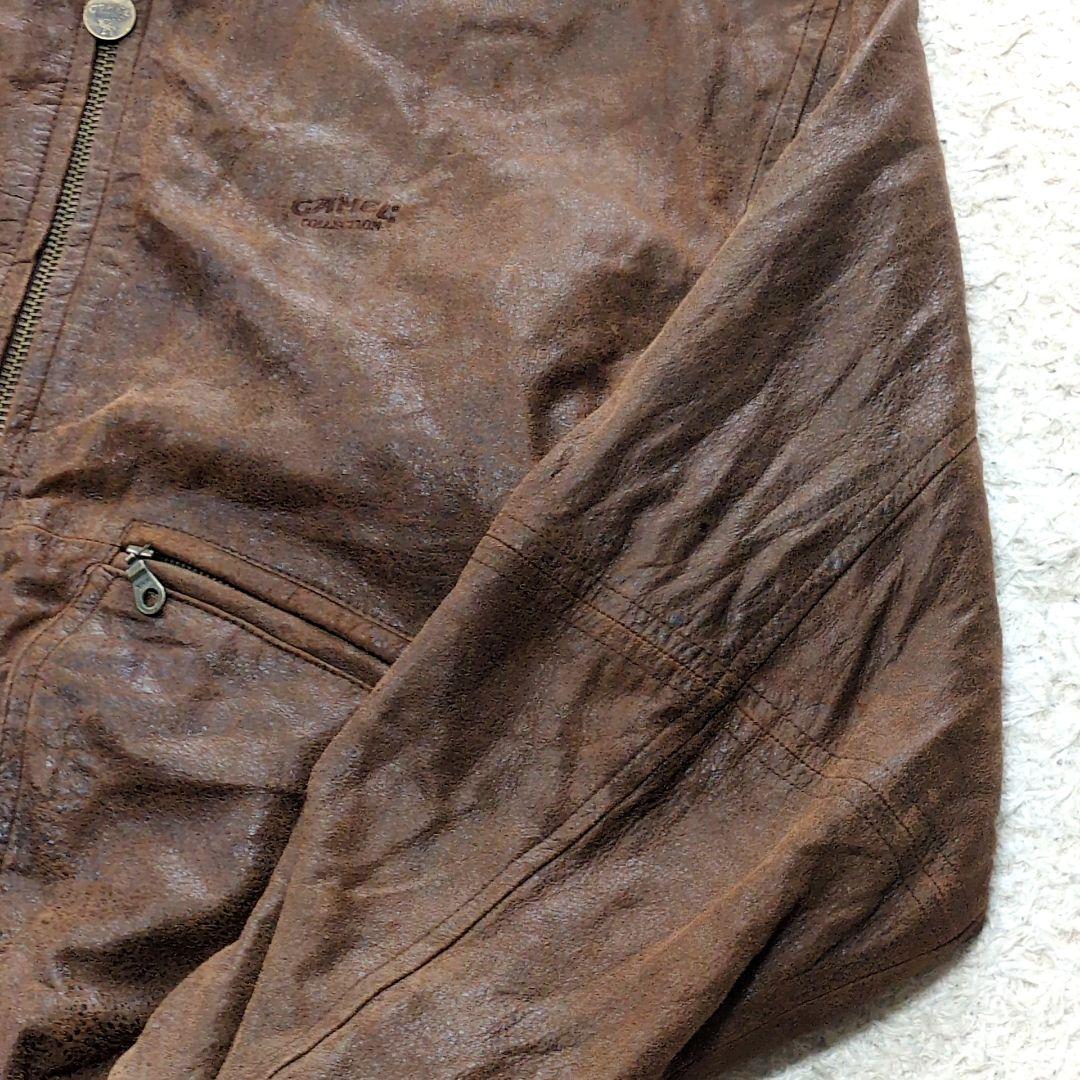 値下げ中2-55 90s古着VINTAGEレザージャケット　CAMEL