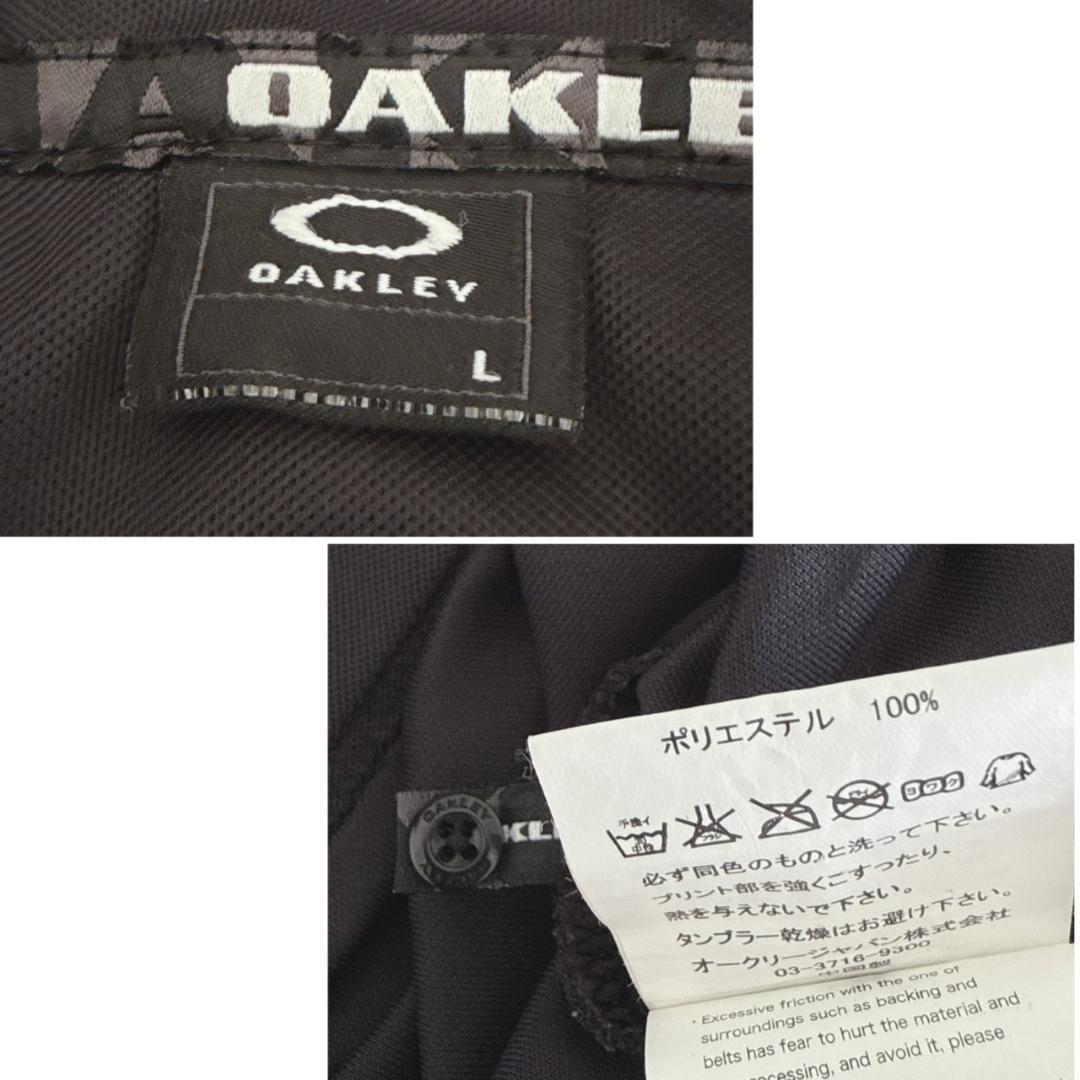 OAKLEY 襟ロゴ　スキッパーポロシャツ スカル刺繍 サイズL