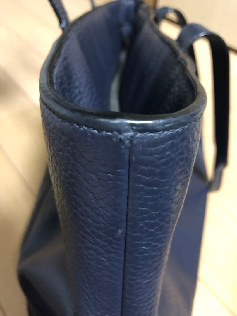美品 COACHコーチ レザー トートバッグ ネイビー