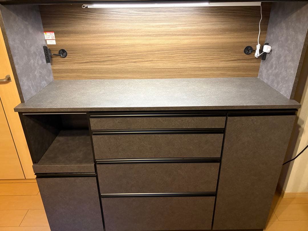 【送料込み】ダークグレー キッチンボード 美品 松田家具 ガバーナ140