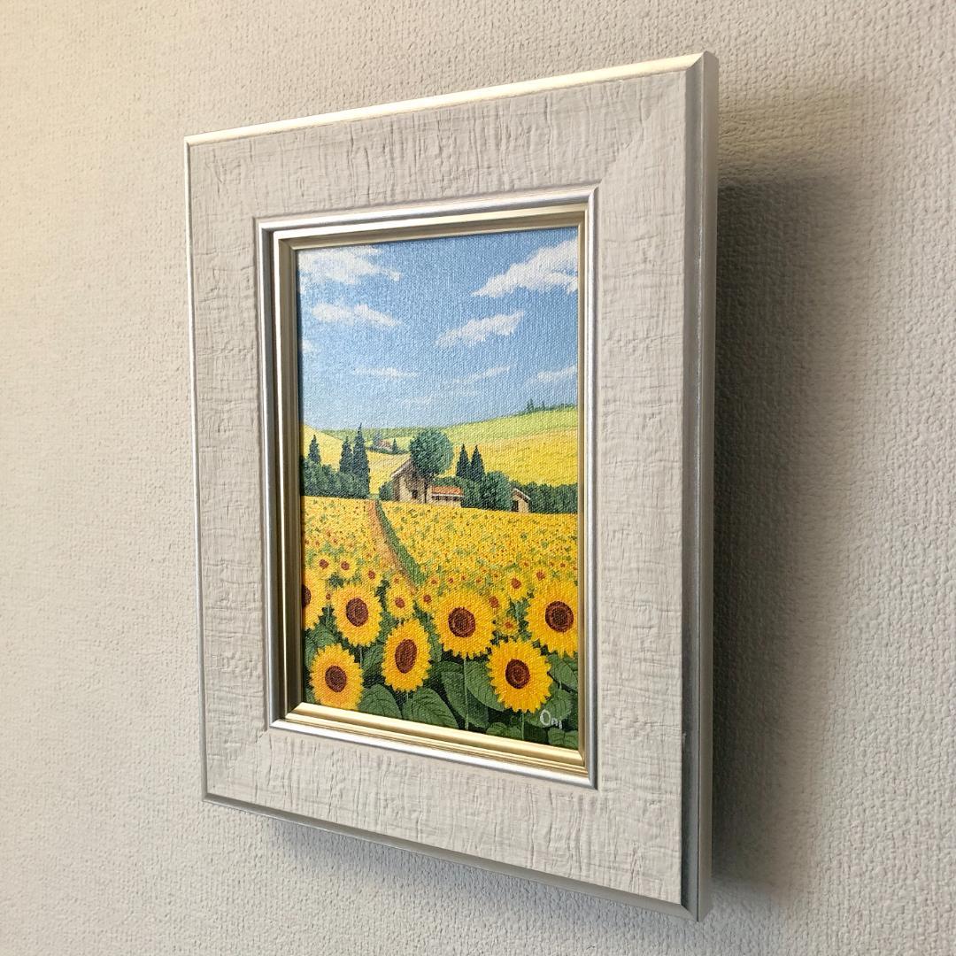 まあびえ　アクリル画　原画　「ひまわりの丘09」額縁無し　SMサイズ