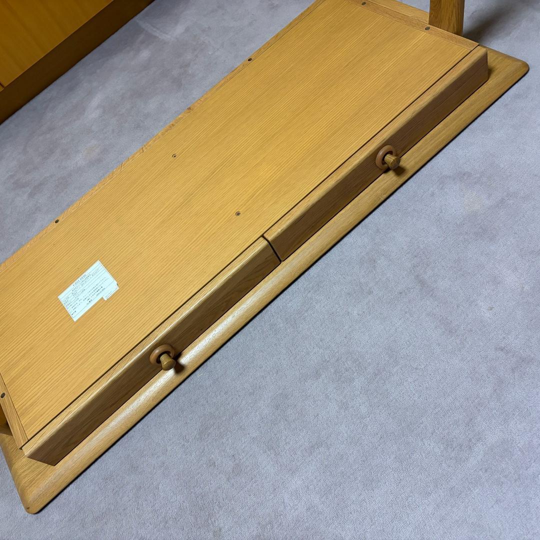 オーク無垢材　デスク 学習机 幅120cm 引出付　寝室にも　高さ70cm