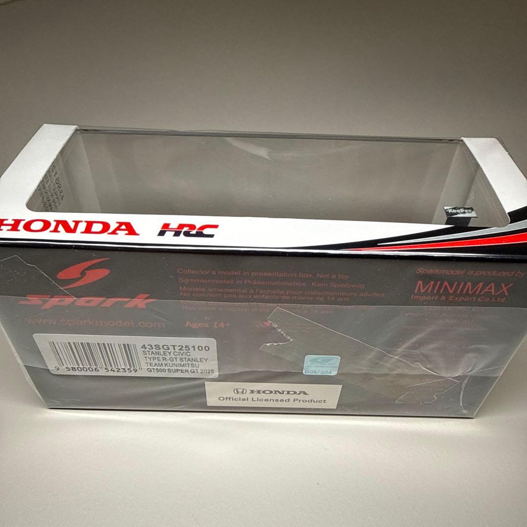 ミニカー Spark 1/43 STANLEY CIVIC TYPE R-GT 2025