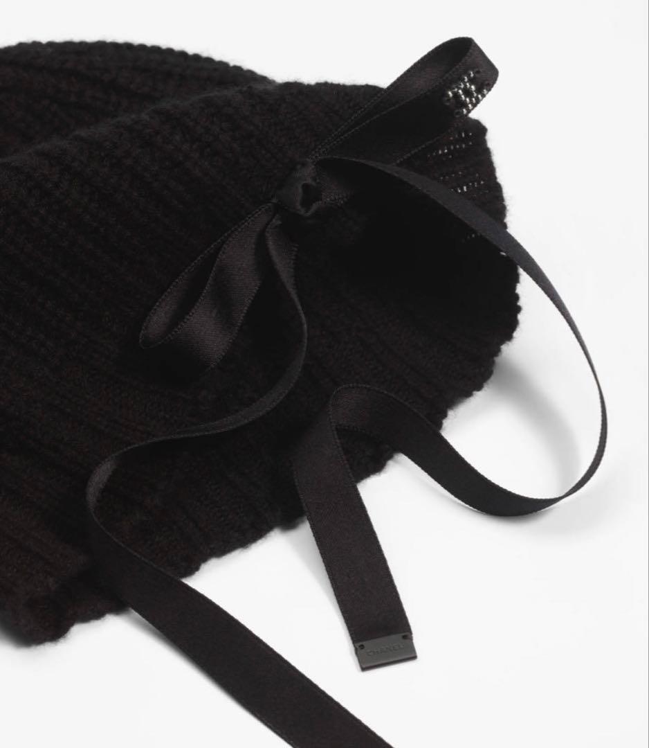 ブラックピンクジェニー着用CHANELシャネル24B カシミアリボンニット