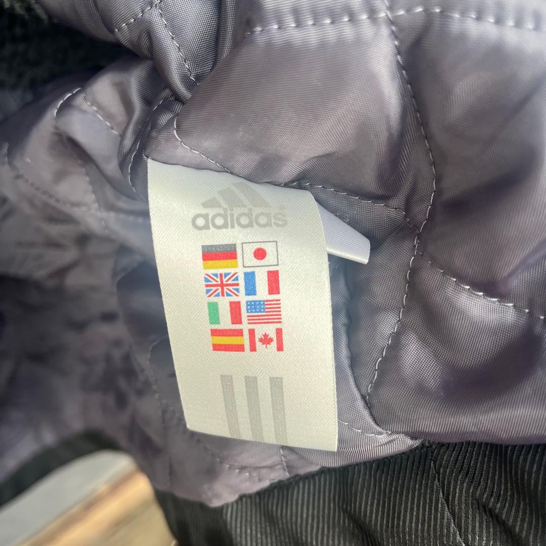 アディダス adidas ベンチコート ボア裏地 フード付 ブラック L相当