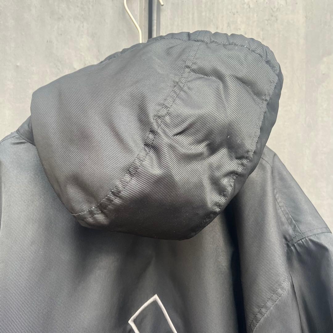 アディダス adidas ベンチコート ボア裏地 フード付 ブラック L相当