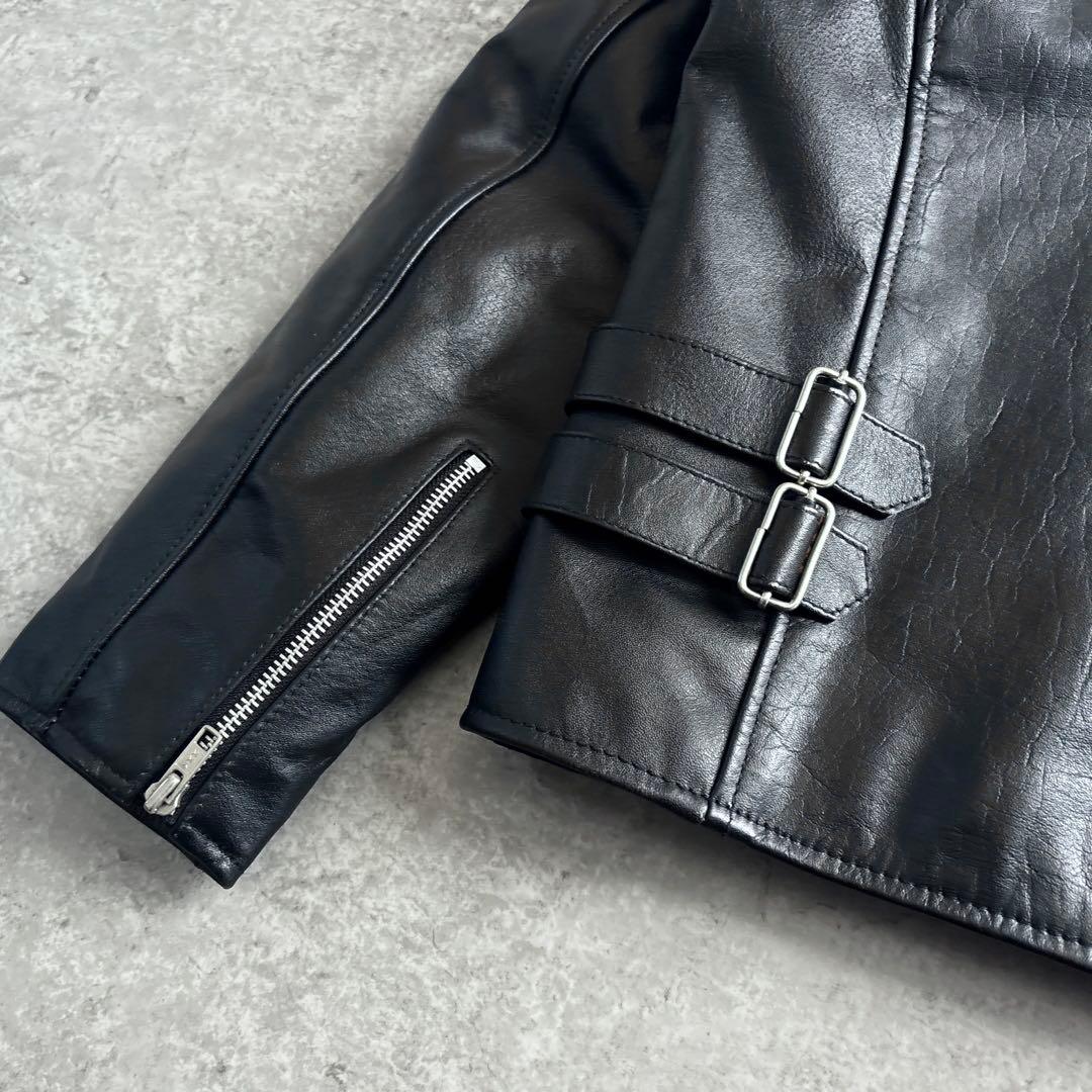 美品■HORN WORKS【LL】本革 レザー ライダースジャケット ブラック