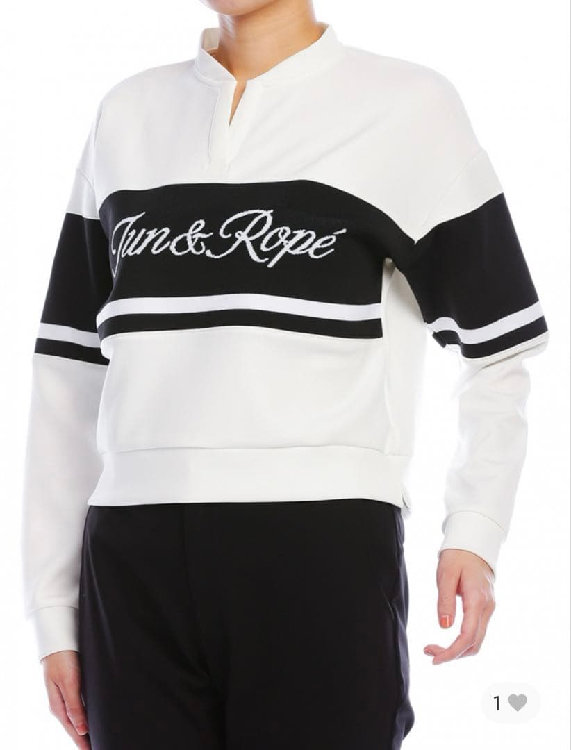 新品タグ付き　JUN&ROPE ジャージ配色プルオーバー　Ｌサイズ　白　ゴルフ