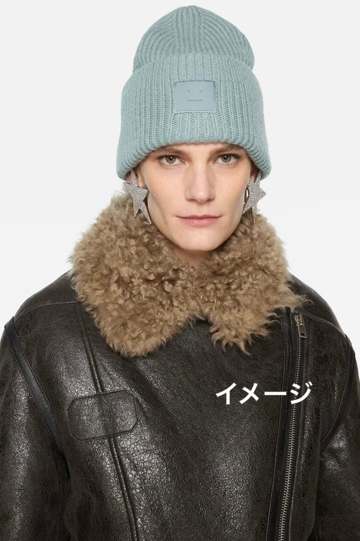 極美品◼️Acne Studios ラージFaceロゴ ビーニー ニット帽