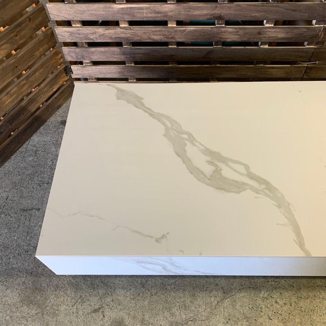 H808\" ストーン柄 ホワイト ローテーブル リビングテーブル 引き出し付