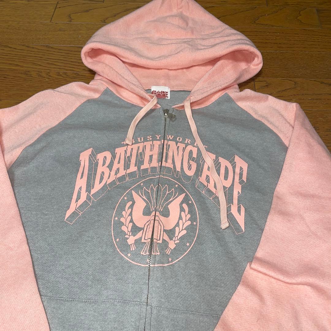 A BATHING APE BAPE 90s ピンク　ダブルジップパーカー