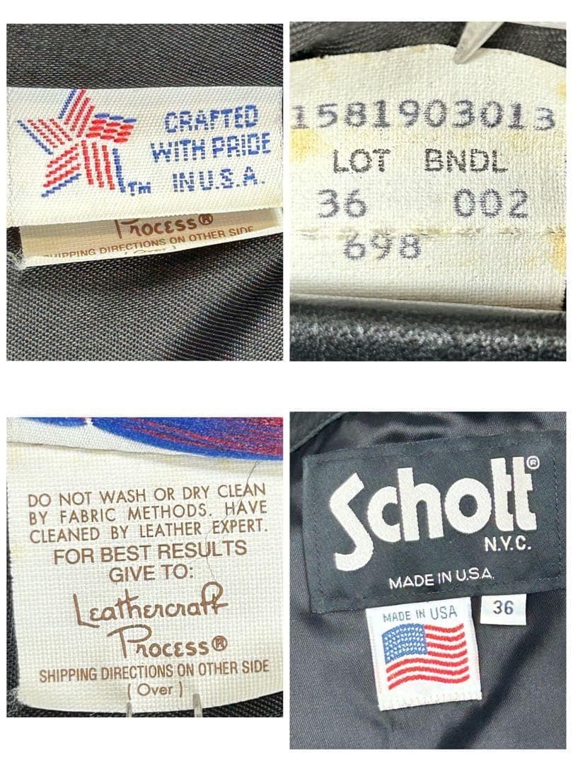 ykst Schott USA レザーテーラードジャケット 黒 牛革 36