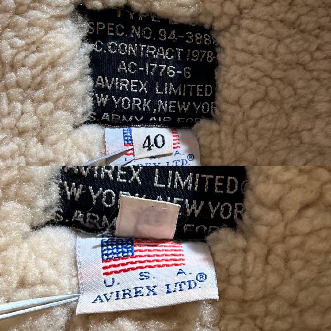 美品✨AVIREXレザージャケット B-3 40リアルムートン アメリカ製
