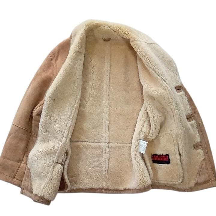 美品 90s BEAMS別注 LETHER WORKS 羊革 ムートンコート M