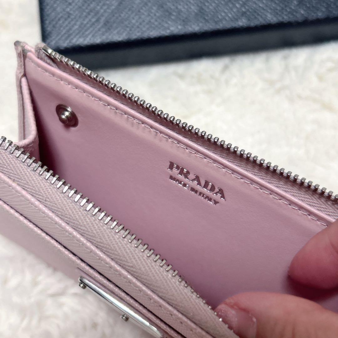 PRADA サフィアーノ フラグメントケース ペールピンク シルバー金具 箱付き