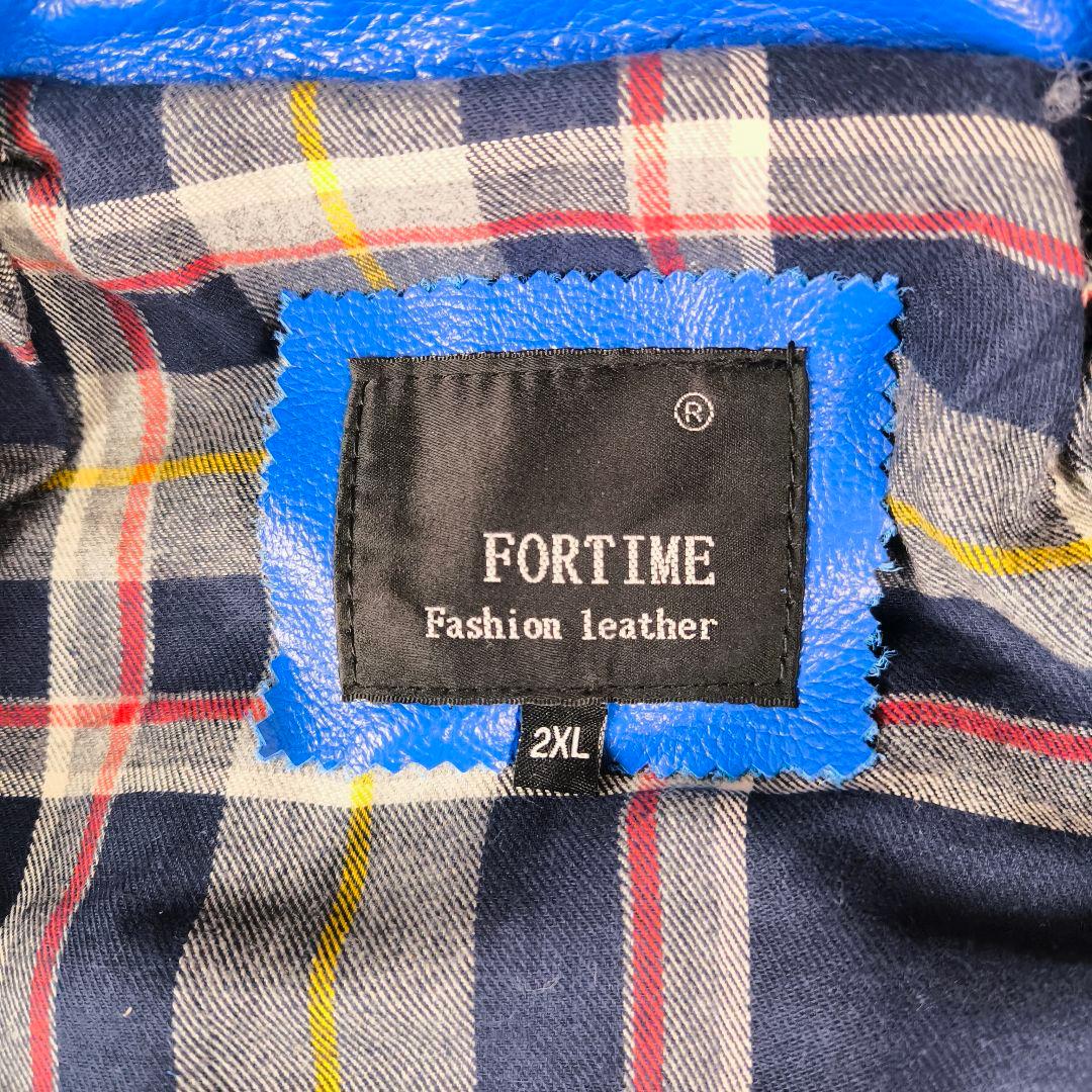 【新品タグ付】 FORTIME レザー ライダースジャケット XXL