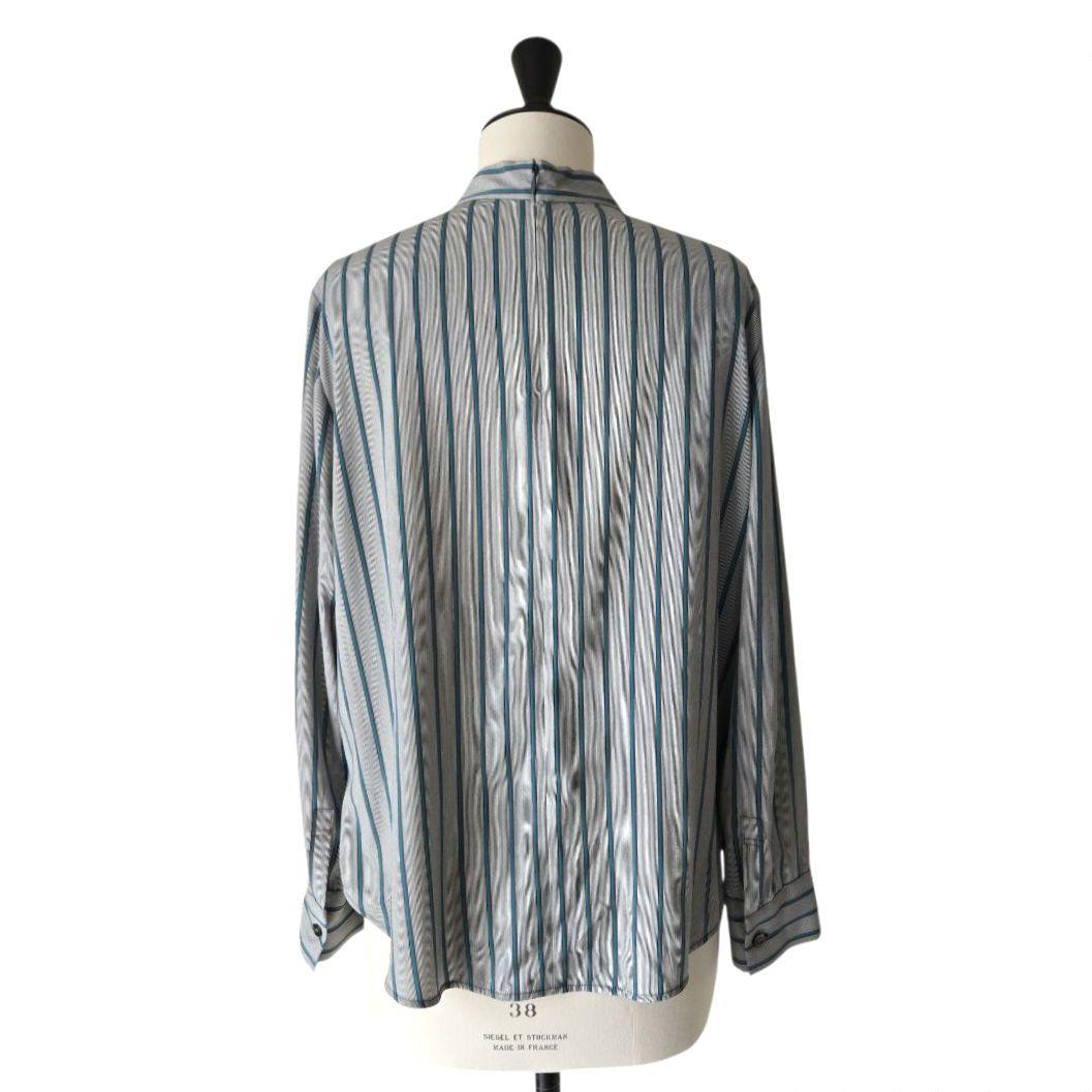 iCB Light Twill ボウタイ デサイン ブラウス L ストライプ