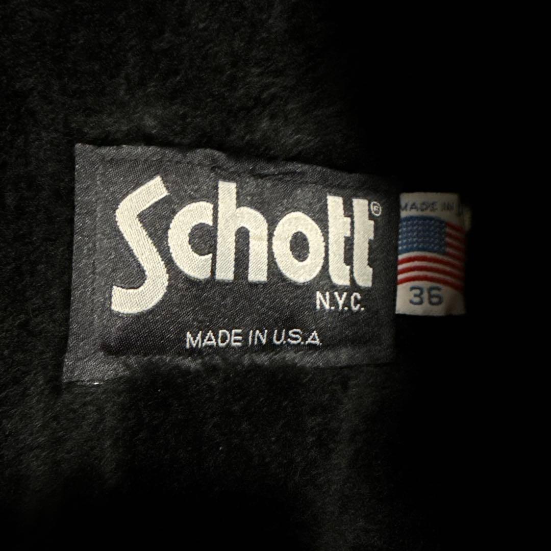 USA製 Schott 革 シングルライダースジャケット ブラックサイズ36