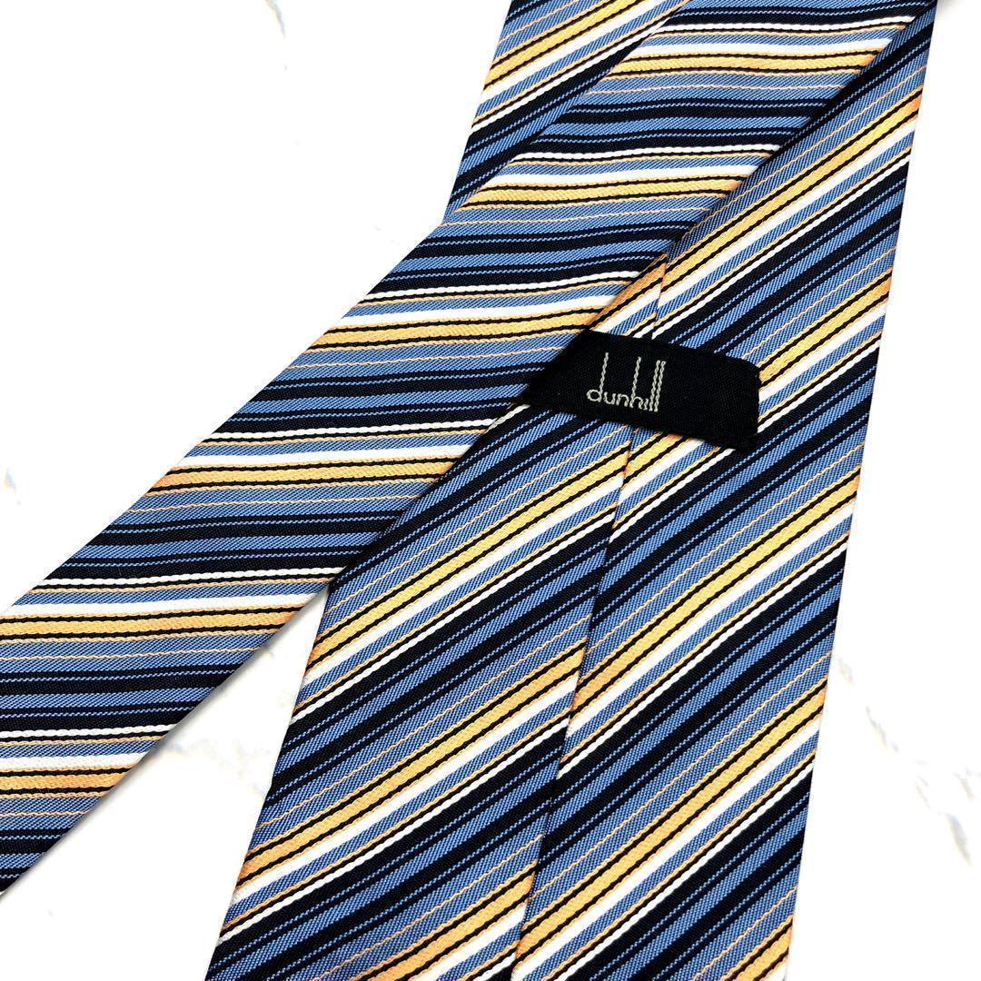 ◆美品◆ dunhill ダンヒル ネクタイ ストライプ柄 青色 カジュアル